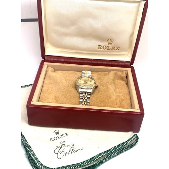 Rolex Datejust Women's Watch 6917 Vintage Swiss Automatic Steel 18k Gold 26mm - Picture 3 of 14